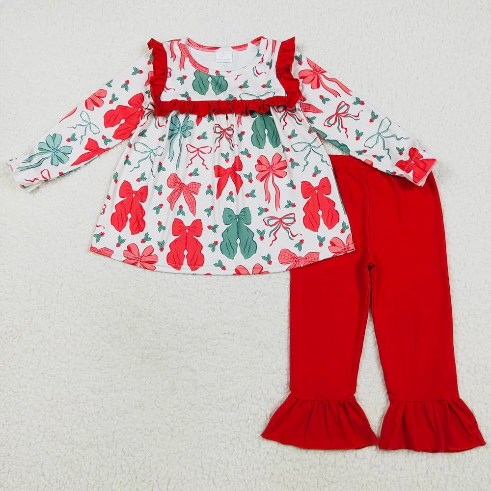 Coquette Bow Christmas Ruffle Outfit