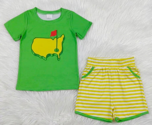 Boy Green Golf Outfit