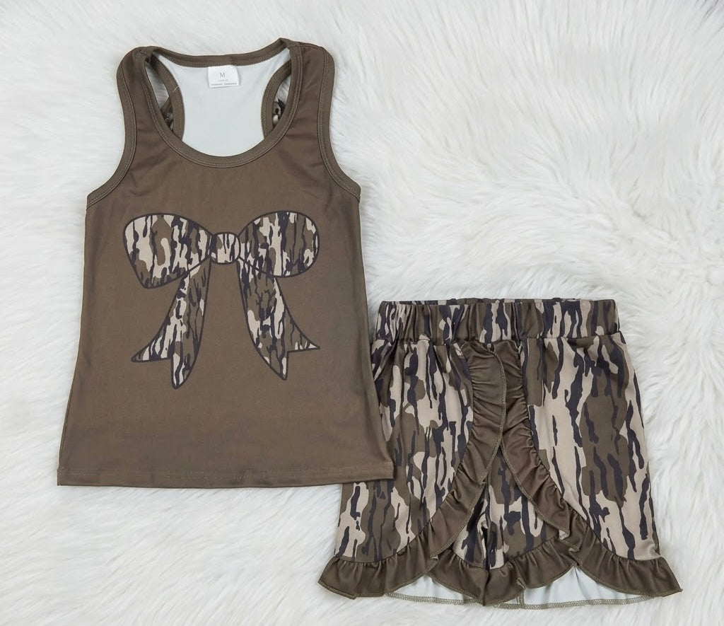Girl Camouflage Bow Outfit