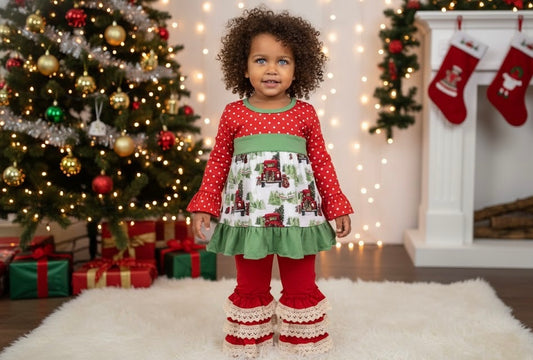 Christmas Tree Truck Ruffle Outfit